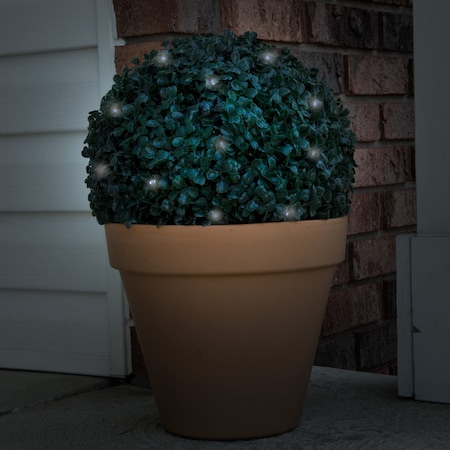 Solar LED Faux Boxwood Topiary Ball, 2PK